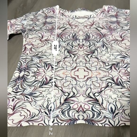 Talbots White & Purple Geometric Print 3/4 Sleeve Pullover Top Size L - Picture 8 of 8
